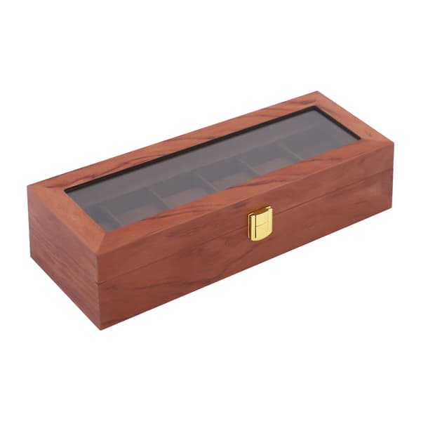 Urkasse, Elegant Display, Sikker Låsemekanisme,Brun, 6 slots