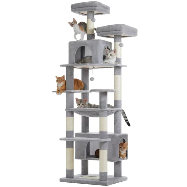 Kattetårn, Multi-niveau Design, Rummelige Lejligheder,205cm Grå