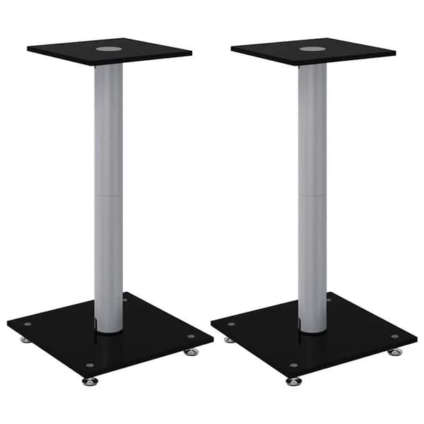 Högtalarställ, Härdat Glas, Enkelsöljdesign,Silver