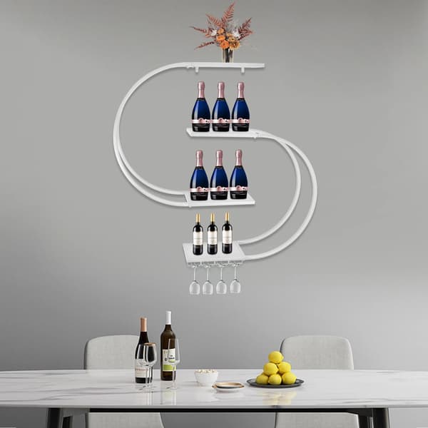 Vinhylla, Väggmonterad, 4-Tier Förvaring,Vit