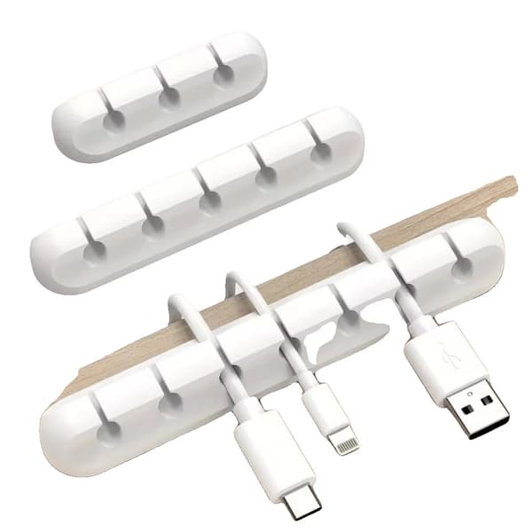 Kabelorganisator, Multi-Hul Konfiguration, Selvklæbende Design,12.3cm-a, HVID-b
