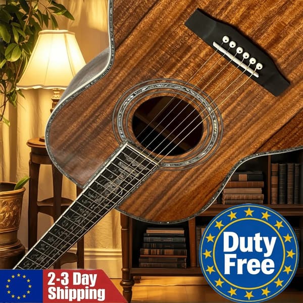 Folk Guitar, KOA Krop, Ebenholts Hals,Brun
