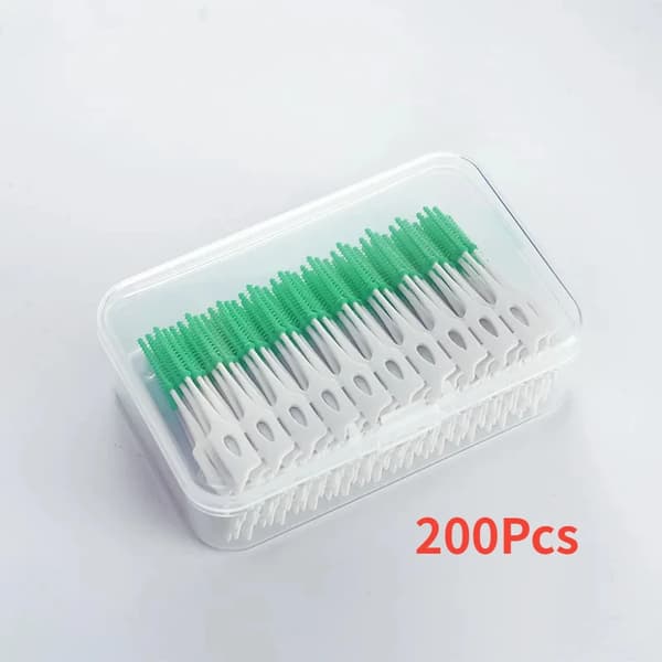 Interdentalbørster, bløde silikonebørster, 200 stk,Grøn 200Pcs