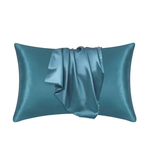 Pudebetræk, 100% Silke, Moderne Design,51cmx66cm, Måneskin Blå