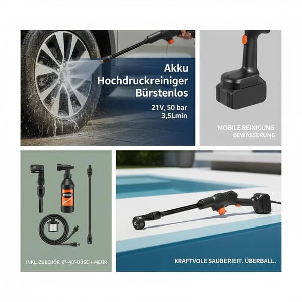 Sladdlös högtryckstvätt, 652 Psi prestanda, bärbar design, armégrön