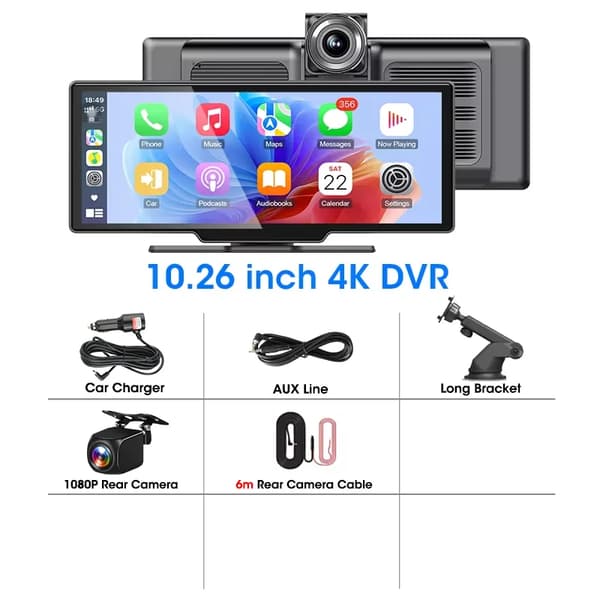 Carplay, Bil DVR, Skærmstørrelse, Navigationssystem,4K DVR-AHD