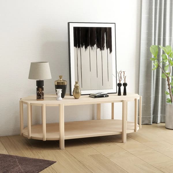 Kaffebord, Medium Density Fiberboard, Oval Form, Integrerad Förvaring, Modern Design, Lätt Montering