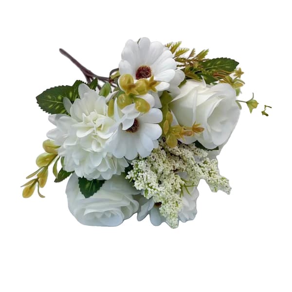 Konstgjord Rosbukett, Sidenblommor, Elegant Bröllopsdekoration,VIT