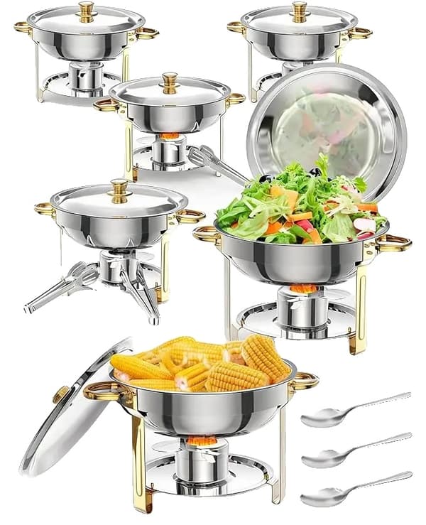 Chafing Dish, 5 Quart Kapacitet, Rustfrit Stål Konstruktion,6stk