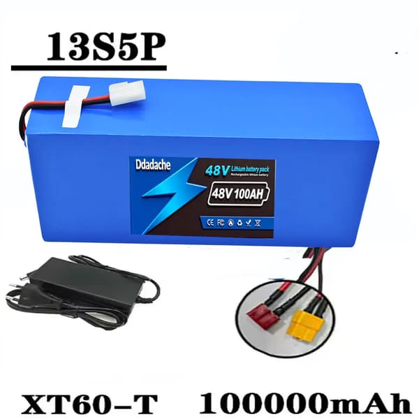 Lithiumbatteri, 100Ah kapacitet, intelligent BMS,XT60-T oplader X1