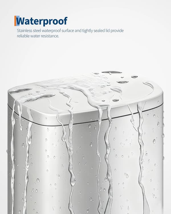 Köksavfallshink, 13-gallons kapacitet, mjukstängande lock,Silver