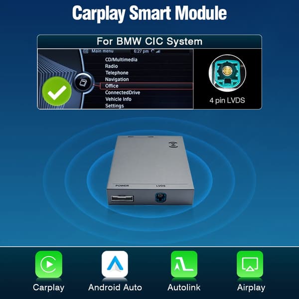 CarPlay Android Auto Integration, Trådløs Forbindelse, Nem Installation,Til BMW CIC-system