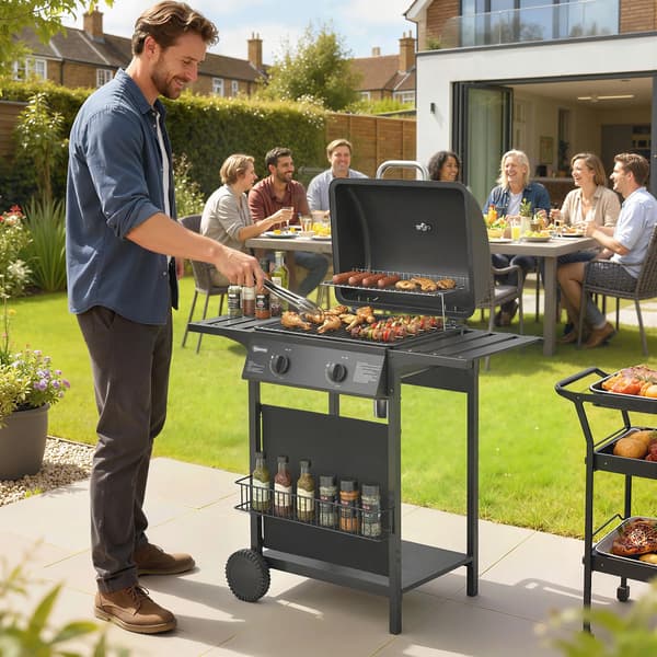 Gasgrill, To-Burner Design, Nem Mobilitet,sort