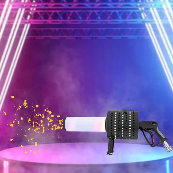 Konfetti Maskine, LED Belysning, Manuel Kontrol,sort