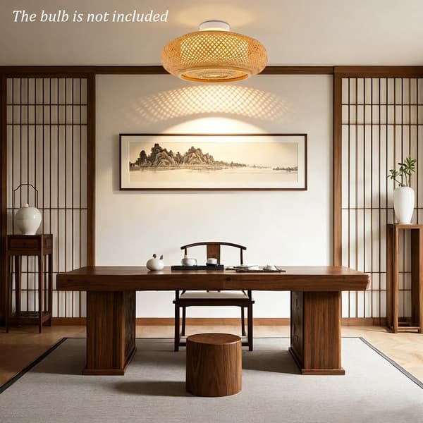 Loftlampe, Bambusdesign, Dæmpbare muligheder,Brun, M