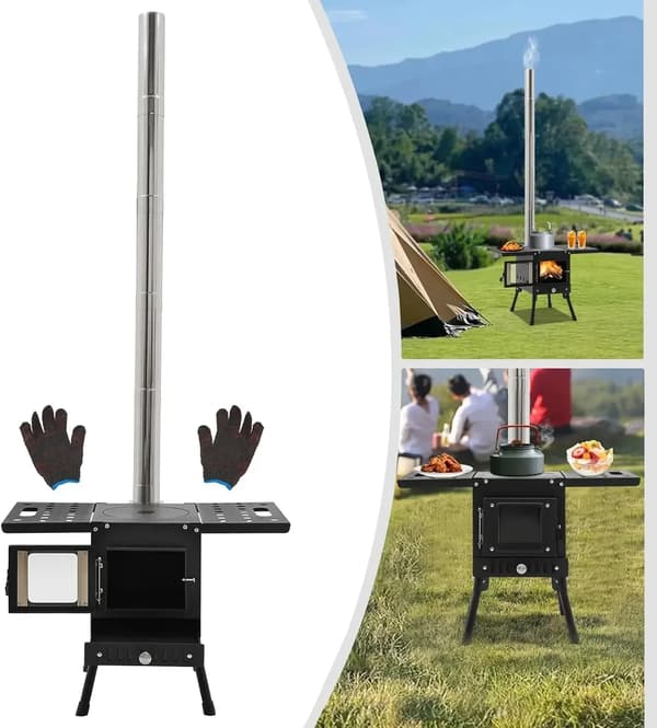 Campingkomfur, Foldbart Design, Høj Madlavningseffektivitet,sort