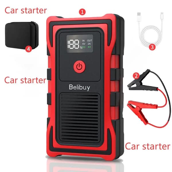 Startkablar och Luftkompressor, 8000mAh Batteri, Multifunktionell Design,Bilstartare-a