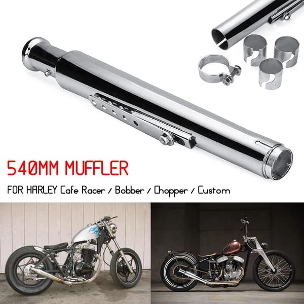 Afgassystem, krom konstruktion, inkluderer installationsudstyr,Lyddæmper