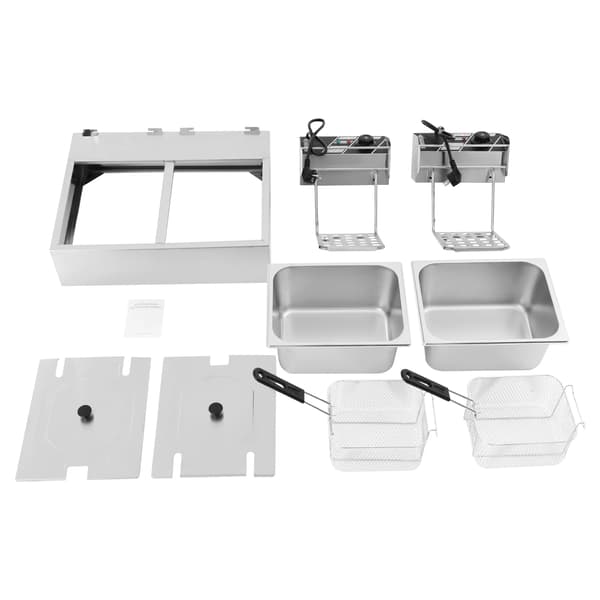 Fritös, Dubbelbehållare, Justerbar Temperatur,Silver