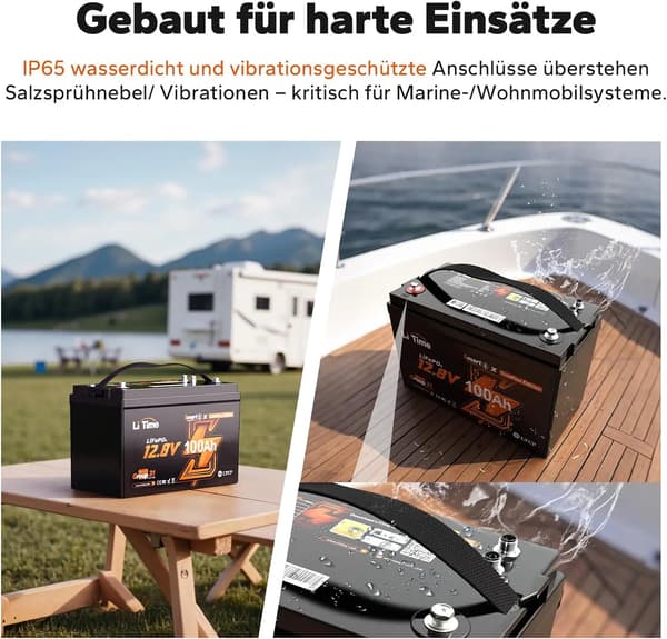 Lithiumbatteri, 100A BMS, Bluetooth-kompatibilitet, lavtemperaturbeskyttelse,sort