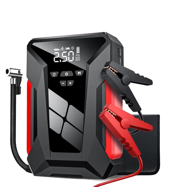Bil Jump Starter, 10000mAh Batteri, 150PSI Luftkompressor,10000mAh