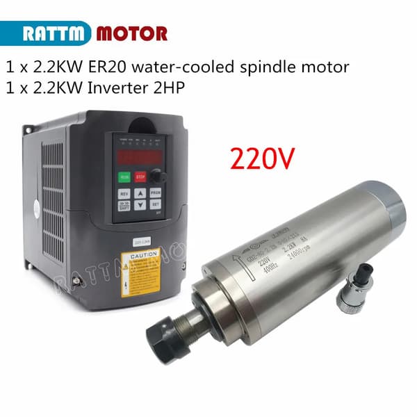 CNC Spindelmotor, Vandkølet, 2.2kW Effekt,Med VFD 220V