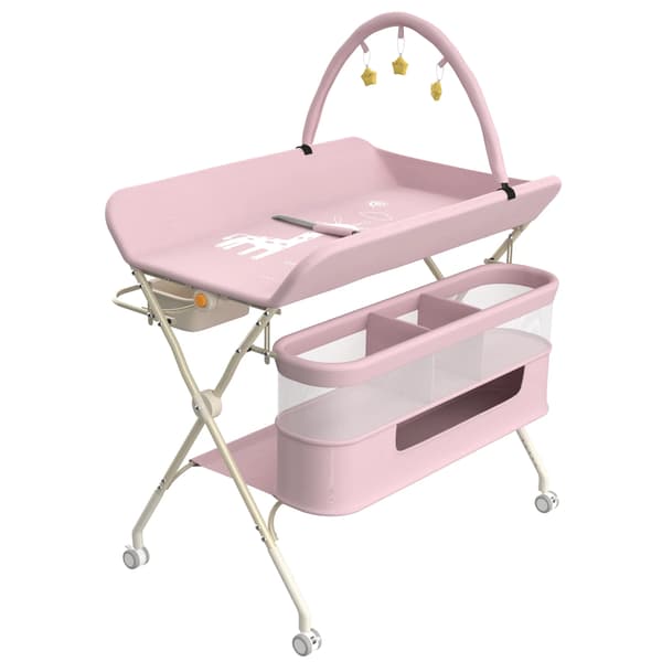 Skiftetabel, Justerbare Højder, Bærbart Design,Pink