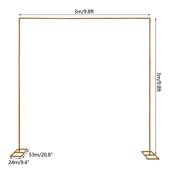 Bryllupsbue Stativ, Robust Jernramme, Elegant Design,3 3m 9.8 9.8Ft, Guld
