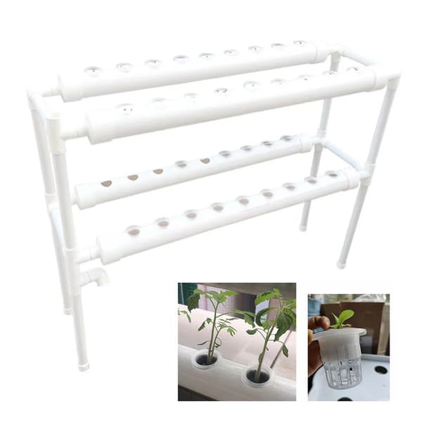 Hydroponiskt växtsystem, 2-nivådesign, 36 planteringshål,VIT