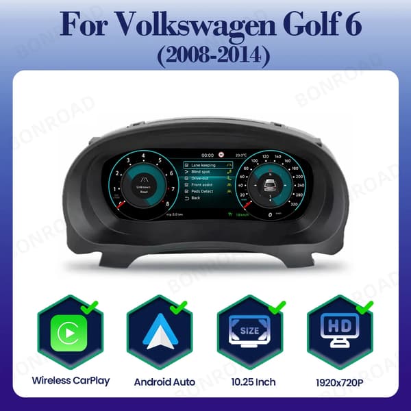 Ohjaamoinstrumenttiryhmä, langaton CarPlay, Android Auto,Golf 6