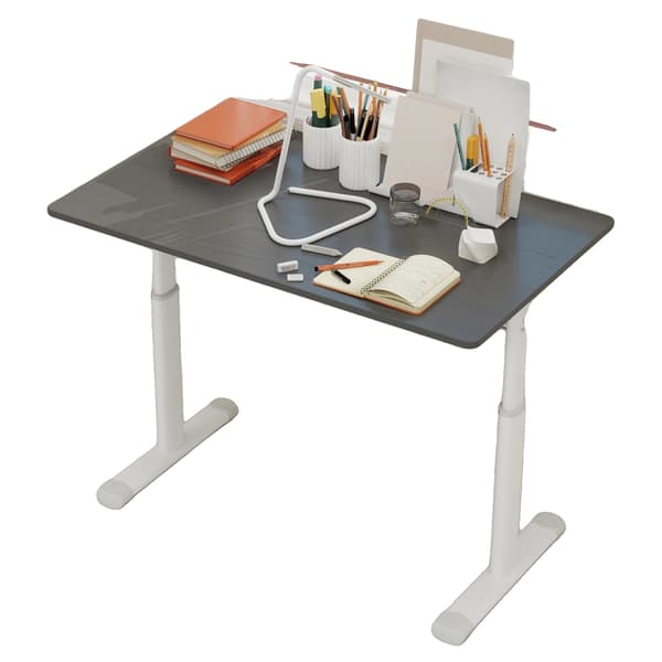Stående Skrivebord, Håndsving Justerbart, Kompakt Design,Grå