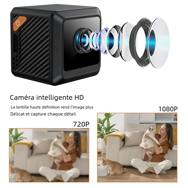 Mini Sikkerhedskamera, 1080P Full-HD, WiFi-forbindelse,sort