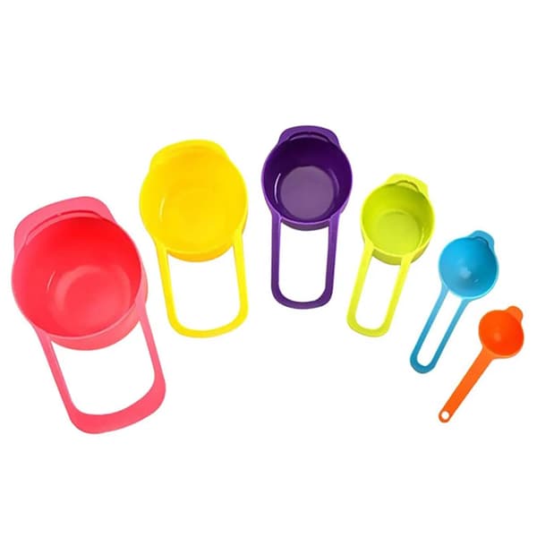 Måttkoppar, graderad design, hållbar plast,6st mätkopp