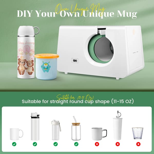 Värmepressmugg, Mini Design, Automatisk Utskrift,VIT