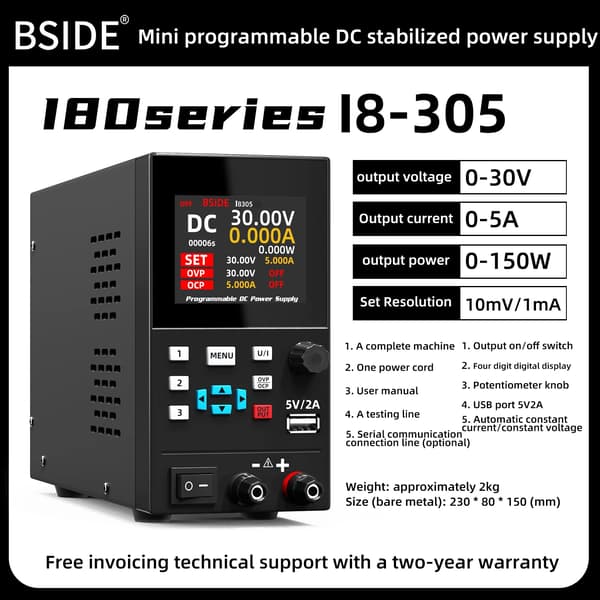 Strømforsyning, Programmerbar Kontrol, Kompakt Design,I8-30V 5A