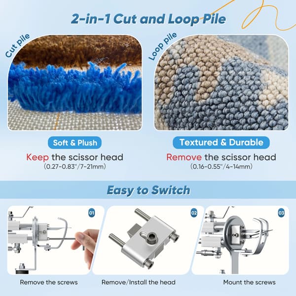Tufting Gun, 2-i-1 Design, Komplet Startpakke,fuld sæt