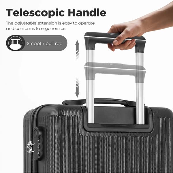 Hårdt bagage, 360° hjul, ergonomisk greb,Sort, 20Inches 500mm