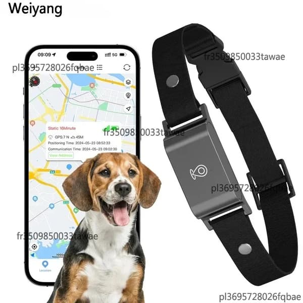 GPS kæledyrstracker, realtids tracking, IP67 vandtæt,sort