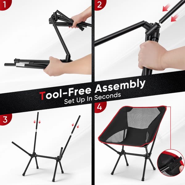 Campingstol, Lättviktsdesign, Ergonomisk Komfort,röd