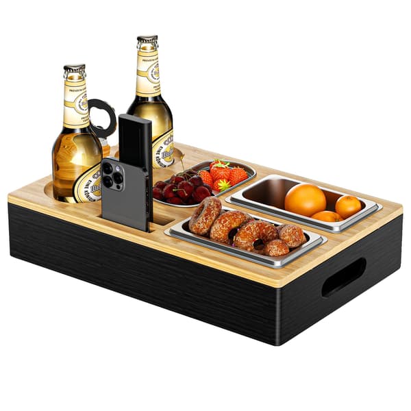 Soffbord, Bambusorganisatör, Rostfria Brickor,01
