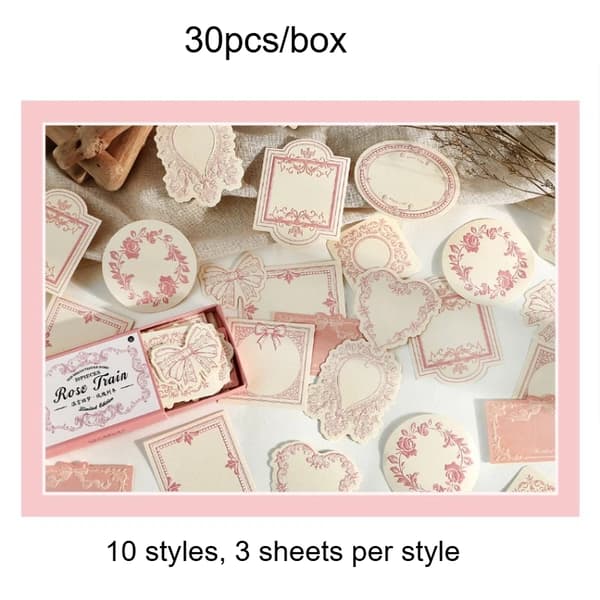 Kardstockpapper, 30 Ark, Retro Prägling Blomsterkant,Rosa