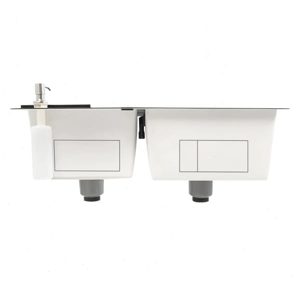 Køkkenvask, Dobbelt Skål, Moderne Design,Sort Grå