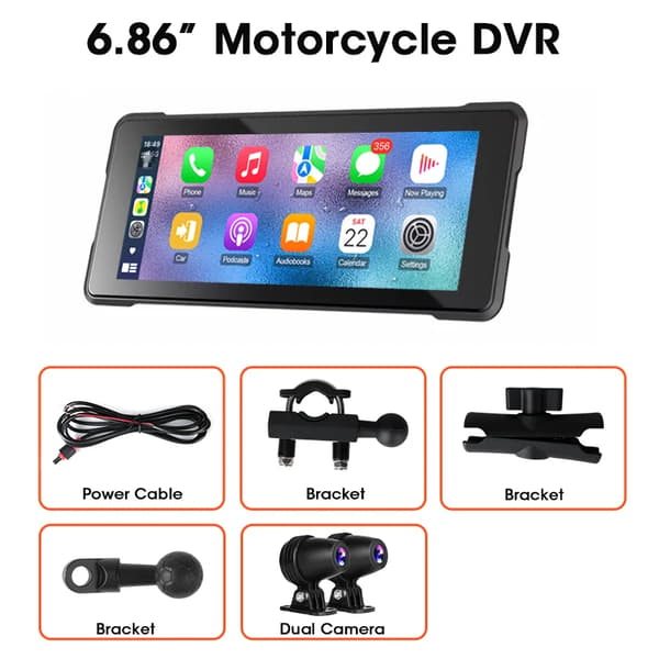 Motorcykel DVR, Trådløs CarPlay, Bluetooth-forbindelse,64G, Motorcykel DVR-b