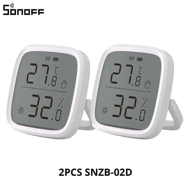 Temperatur- og fugtighedssensor, Zigbee-forbindelse, LCD-display,SNZB-02D 2 Pakke