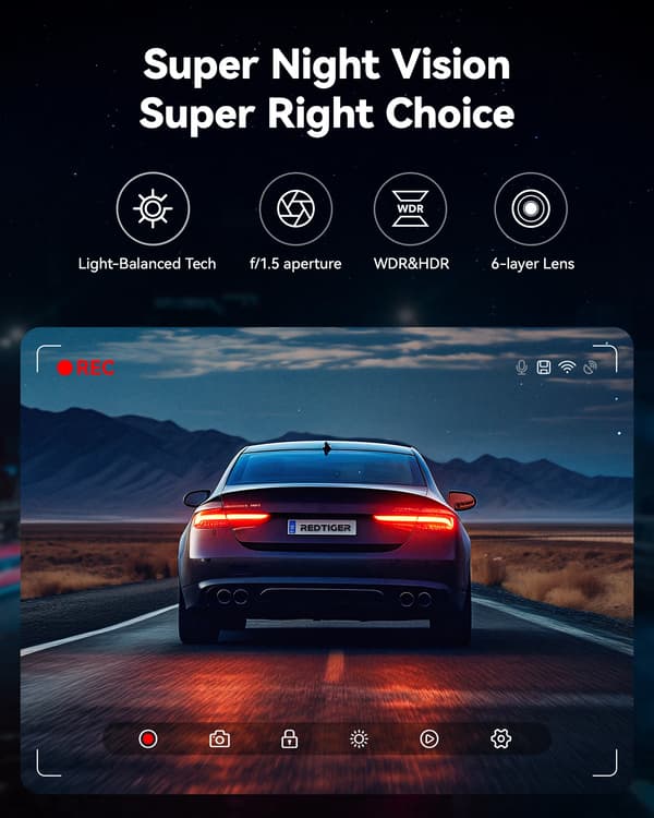 Dash Cam, 4K Video Kvalitet, 170-Graders Synvinkel,INGEN HW KIT