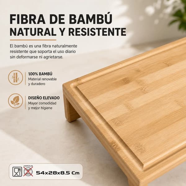 Bambus Hævet Bakke, Multifunktionel Serveringsaccessory, Stilfuld Organizer,28X54X4.5Cm