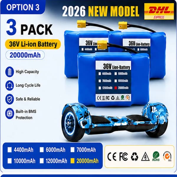 Litiumjonbatteripack, 20000mAh kapacitet, 36V spänning,20000mAh-3PCS