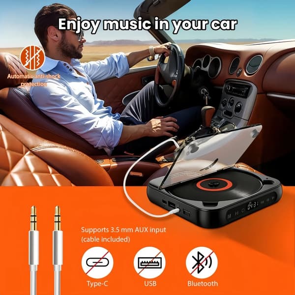 CD-soitin, Bluetooth-yhteys, kannettava muoto,musta