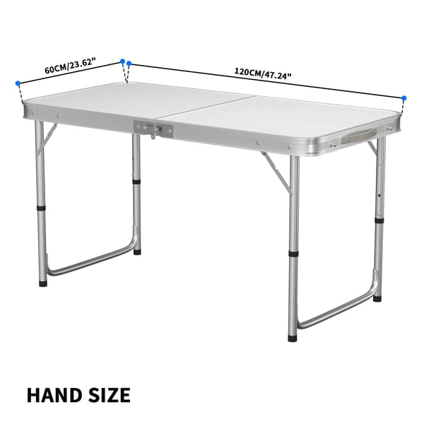 Foldbart Bord, Aluminiumlegering, Højdejusterbart,HVID