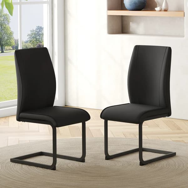 Spisestole, Ergonomisk Design, Let at Rengøre Materiale,sort-sort ben-2pc